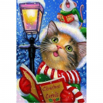 5D Teemantmaaling Kass Lumes Teemanttikandid Ristpistes Kodukaunistus K&auml;sitsi valmistatud kingitused Round 20x30cm