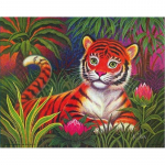 5D DIY Teemantmaali Little Tiger Cross Stitch Kit Mosaiik Teemanttikandid Roos T&auml;is&uuml;mmargune/ruudukujuline puur Kodukaunistus Round 20x30cm