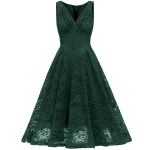 Naiste elegantne vintage pitskleit V kaelusega, kumerdatud rinnaga, kokkusurutud v&ouml;&ouml;kohaga l&uuml;psja balli uisutaja Midi kokteili&otilde;htu pidulik pidulik erijuhtumi varustus 2XL