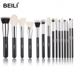BEILI Meigipintslid 15tk Professionaalsed Premium s&uuml;nteetilised kitsekarvad Kabuki Foundation Blending Face Powder P&otilde;sepuna peitepulgad Hoidjaga Lauv&auml;rvid 15pcs must
