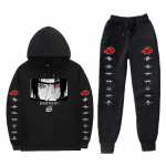 Naruto kampsun, meeste ja naiste vabaaja Uchiha Itachi printiga kapuutsiga kampsunp&uuml;ksid S must