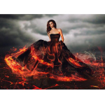 T&auml;is, puur, kandiline, teemanttikandid, 5D, isetegemine, teemantmaaling Fire Red Woman, kunst, pilt, rist, 3D, mosaiik, n&auml;put&ouml;&ouml;, k&auml;sit&ouml;&ouml; Full Round 20x25CM