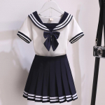 T&uuml;drukutele Seelikud Komplektid Lolita Style Suvine Merev&auml;rvi krae L&uuml;hikeste varrukatega S&auml;rgid P&otilde;hjenduslikud Kooliriided Kost&uuml;&uuml;mid &Uuml;li&otilde;pilaste plisseeritud seeliku &uuml;likond 150