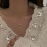 ANENJERY h&otilde;bedane tsirkoon v&auml;ikeste lilledega kaelakee naiste l&auml;ikiv rangluukett ripats rangluukett