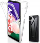Telefoni&uuml;mbris Samsung Galaxy A22 5G 360&deg; topeltl&auml;bipaistvast silikoonist, pehme p&otilde;rutuskindel Samsung Galaxy A22 5G puhas