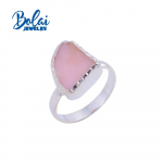 Barokne v&auml;&auml;riskivist s&otilde;rmus k&auml;sit&ouml;&ouml;na Naturaalne roosa Opaal Rough v&auml;&auml;riskivist s&otilde;rmus 925 sterling h&otilde;bedast moe daami peen ehe us ring size 7# roosa