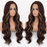 XINRAN pikk laineline veinipunane s&uuml;nteetilisest kiust parukas ilma tukkideta pits ees must pruun blond punane v&auml;rv naturaalne laineline parukas 60 cm