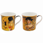 Les Tr&eacute;sors De Lily [A0198] &ndash; portselanist kinkekarp &ldquo;Gustav Klimt&rdquo; (2 kruusi) - 85x85mm NA oranž