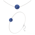 Les Tr&eacute;sors De Lily [R5982] - K&auml;sit&ouml;&ouml;na valmistatud h&otilde;bedane komplekt  Mineralia  lapis lazuli h&otilde;be - 10 ja 8 mm (kaelakee & k&auml;ev&otilde;ru) sinine