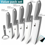Keraamiline nugade komplekt 3 4 5 6 tolline k&ouml;&ouml;ginugade komplekt puu-k&ouml;&ouml;giviljade viilutamiseks tsirkooniumi valge teraga kokanoad 34566inch peeler