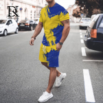 Suvine Meeste T-s&auml;rgi Komplekt Must Valge V&otilde;re 3D Prindiga Liigasuured Riided Trend Meeste Spordidress FitnessT-s&auml;rk L&uuml;hikesed r&otilde;ivad 6XL