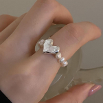 Foxanry p&auml;rls&otilde;rmused naistele paaridele uus mood Lihtne LOVE Heart Geomeetriline k&auml;sitsi valmistatud pulmade pruudi ehted kingitused 17mm h&otilde;be