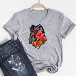 (Aasia suurus)L&uuml;hikeste varrukatega naiste lill, armas stiil trend, armas tr&uuml;kitud naiste s&auml;rk, moodne T-s&auml;rk Riietus vabaaja naiste graafiline T-s&auml;rk S