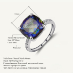 Gb 925 Sterling h&otilde;bedane s&otilde;rmus peen ehe Naturaalne sinakas m&uuml;stiline kvarts v&auml;&auml;riskivist s&otilde;rmused naistele 9 ,66 ct 9