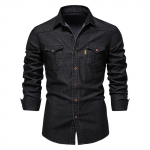 Us Denim No Iron Shirt Meeste vabaaja &uuml;hev&auml;rviline No Iron meeste pikkade varrukatega s&auml;rk L must