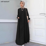 N&ouml;&ouml;p Ees Kaftan R&uuml;&uuml; Pikkade Varrukatega S&auml;rgi Tasku Naiste Maxi Kleit R&uuml;&uuml; L&auml;his-Ida mudelid Moslemi stiilis Tagasihoidlikud riided S&uuml;gis 2XL
