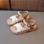 T&uuml;drukute sandaalid 2023 Suvise stiilis T&uuml;drukute Baby Wave Dot Armsad Bow Princess Kingad Lastele libisemiskindlad pehme tallaga rannakingad 22 khaki