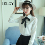 IELGY Doll Collar Pikkade varrukatega s&auml;rk Naiste Sweet Bowknot Student Kleit Topid Naiste riided Naiste riided S valge
