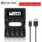 4 pesaga kiire nutikas laadija LCD-ekraan 1,5 V akulaadija 1,5 V AA AAA liitium-liitium-ioon taaslaetava 2A 3A aku jaoks must