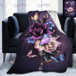 V&auml;rviline liblikas lilleline tekk Pehme pl&uuml;&uuml;sis 3D-print Kerge flanellkattega tekk diivanvoodi diivanile, naistele, kingitus 75x90cm