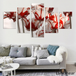 L&otilde;uend Seinakunstipildid Kodukaunistus 5 t&uuml;kki valged punased tulbid maalid HD-tr&uuml;kised Lilled plakatid moodulpiltide raamistik 20x35cm*2 20x45cm*2 20x55cm*1