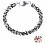 S925 Sterling h&otilde;bedast punutud k&ouml;iega h&otilde;bedast k&auml;ev&otilde;ru Retro isikup&auml;ra Tai h&otilde;bedane meeste punk hiphopi butiik ehted 18cm