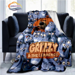 Grizzy and The Lemmings laste tekk Cartoon Bear hiir Flanell kohev tekk Diivanvoodi tekk matkatekk 150x180cm