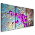 Kolmeosalise pildiga l&otilde;uendiprint Orchid Flowers Turquoise 60x40 lilla