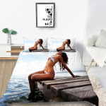 Bikiinide kodune voodipesu Seksikas Beauty tr&uuml;kitud tekikate ja padi Mugav magamistoa voodipesu komplekt UK Single 135x200cm