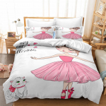 3D balletit&uuml;druku voodipesu Queen King T&auml;issuuruses kahe &uuml;heinimesevoodiga t&uuml;drukute roosa tekk ja padjap&uuml;&uuml;riga voodipesu AU Double 180x210cm