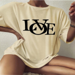 LOVE Suurem&otilde;&otilde;tmeline T-s&auml;rk Love Funny Suvises stiilis lahtised s&auml;rgid Naiste mood vabaaja 100% puuvill Esteetiline top S h&otilde;be