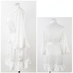 Temptation Privaattuba Seksikas pidžaamad Pure Desire Simulatsioon Siidlootoselehe mansetiga kardigan-mantliga &ouml;&ouml;s&auml;rk S valge