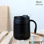 BORREY roostevabast terasest termos kohvikruus kahekordse seinaga vaakumkolb auto termoreisikruus kontori teetass kohvikumm isoleeritud Black(350ml)