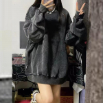 Naiste &uuml;mara kaelusega dressipluus Distressed Fashion lahtine topp M hall