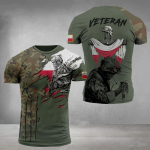 Poola armee meeste T-s&auml;rk Veteran Soldier Poola liputr&uuml;kk Meeste riided Suurem&otilde;&otilde;duline lahtine pullover O kaelusega l&uuml;hikeste varrukatega s&auml;rk 3XL