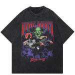 2024 Streetwear Devil Racing Harajuku tr&uuml;kitud T-s&auml;rk S must