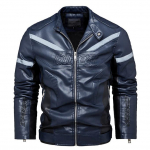 S&uuml;gis- ja talvine meeste mantel vabaaja nahkmantel Meeste mootorrattamantel Slim Fit seisva kraega helkurga meeste PU-nahast jakk 3XL