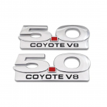 2X Chrome Metal 5.0 COYOTE V8 logo embleem 5,0L m&auml;rk, 3D k&uuml;lgporitiib kleebis Auto kleebis sobib M/ustang GT jaoks