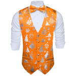 Barry.Wang Meeste Vest Vest Kikilips Hanr&auml;tik Mansetin&ouml;&ouml;bid Jacquard kootud siidist pulma tutvumispeo komplekt 3XL