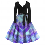 Naiste mood V-kaelusega vabaaja &otilde;hukesed j&otilde;ulutr&uuml;kiga pikkade varrukatega kleidid XXL sinine