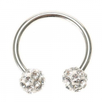 Labret Piercing Jewel hobuseraua r&otilde;ngaspall valge kristallkattega terasvaiguga, l&auml;bim&otilde;&otilde;t 6 mm