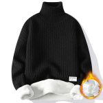 2024. aasta talvine meeste fliisist soe kampsun Meeste kilpkaelusega kootud pulloverid Meeste vabaaja kootud kampsunid Meeste &uuml;hev&auml;rvilised kudumid Mees L must