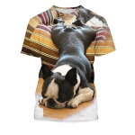 Animal Dog Prantsuse buldogi T-s&auml;rk Anime Graafiline T-s&auml;rk meestele, naiste unisex t&auml;iskasvanutele, 3D-print 100% pol&uuml;ester igap&auml;evane vabaaja S
