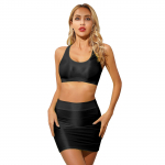 Naiste vabaaja 2-osaline varrukateta Crop top koos Bodyconi seelikukomplektiga M must