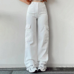 Y2K Naised Vintage Cargo P&uuml;ksid T&auml;navar&otilde;ivad Korea Harajuku Langevarjup&uuml;ksid Beežid dressip&uuml;ksid Laia s&auml;&auml;rega Jogger p&uuml;ksid XXL valge