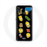 Huawei P20 Lite &uuml;mbris The Simpsons kleebised mustal taustal