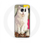 Siniste ja kollaste silmadega &uuml;mbris Samsung galaxy S6 edge Turkish Van White Catile