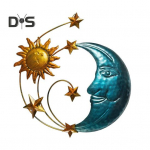 Kuu N&auml;gu P&auml;ikeset&auml;he kaunistus Kodukontor Elutuba Vannituba Siseruumides V&auml;ljas Metallist Seinakunst Rippuv Ornament Ripats Rauast k&auml;sit&ouml;&ouml; sinine