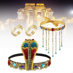 4Pcs Egyptian Costume Accessories Set Dress up with 2 Snake Arm Cuffs Swirl Bracelets