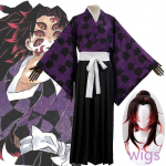 Anime Cosplay Demon Slayer Kimetsu Ei Yaiba Kokushibo Danganronpa Cosplay Parukad Printimine Kimono vormis&auml;rk Halloweeni karneval L-(Full set+wig)